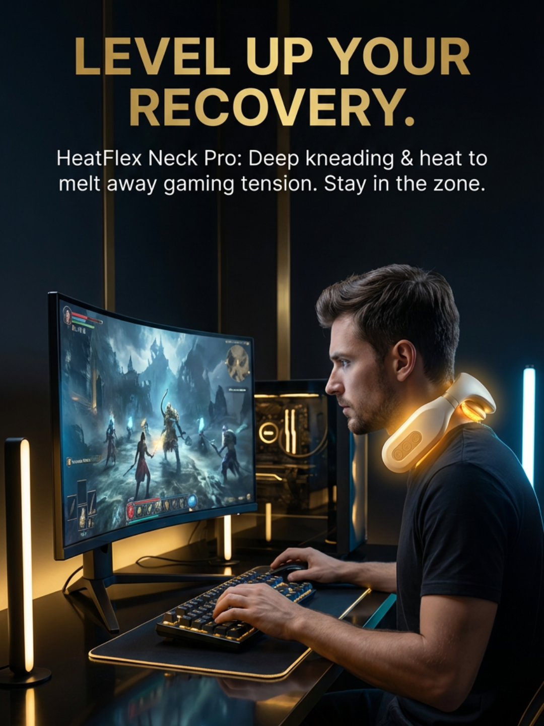 HeatFlex Neck Pro Heated Neck and Shoulder Massager with Deep Kneading Massage and Soothing Heat