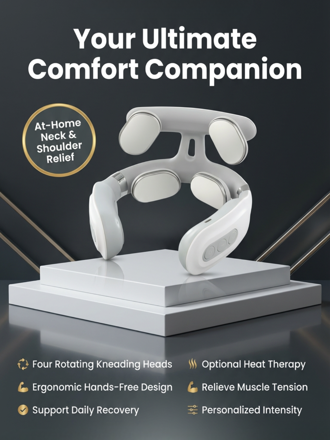 HeatFlex Neck Pro Heated Neck and Shoulder Massager with Deep Kneading Massage and Soothing Heat