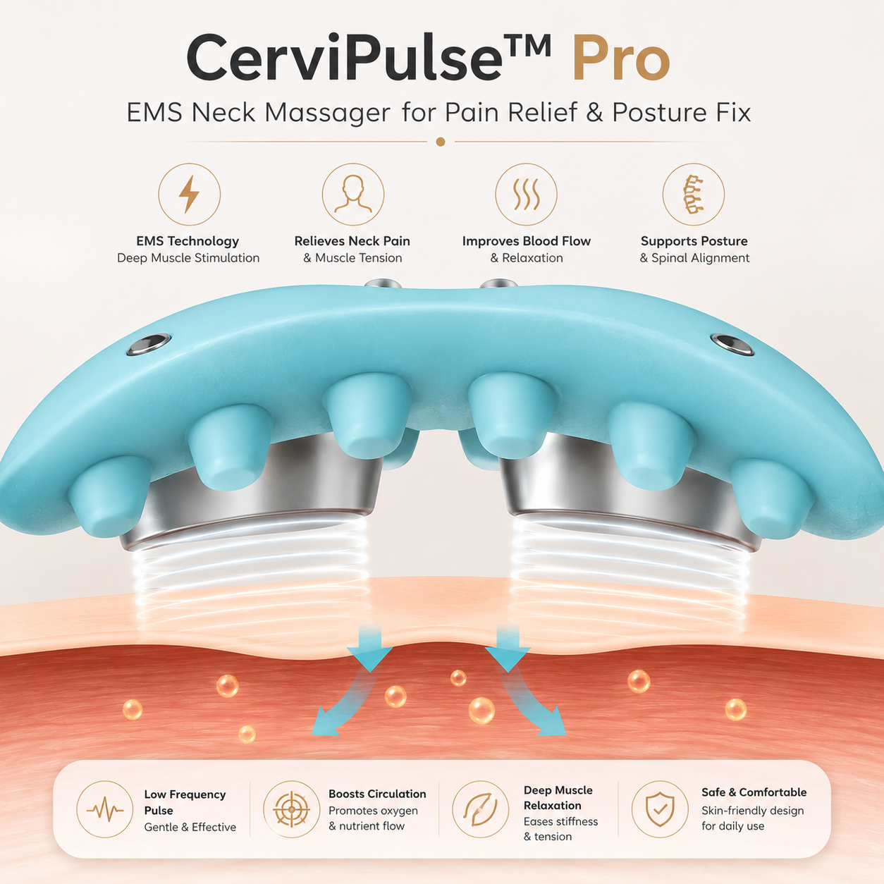 CerviPulse™ Pro™ Advanced EMS Neck Massager for Neck Pain Relief & Better Posture