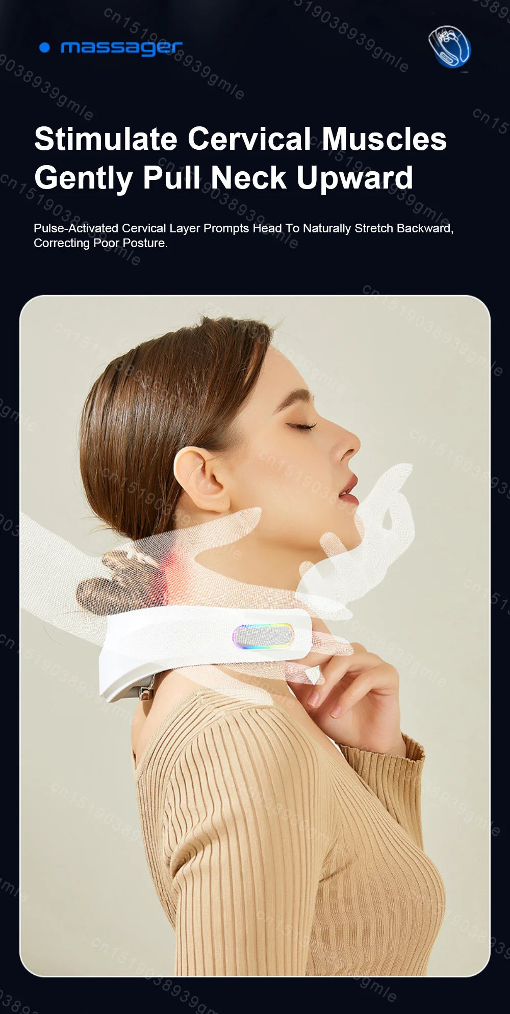 Woman using HeatFlex Neck Pro heated massager for neck tension