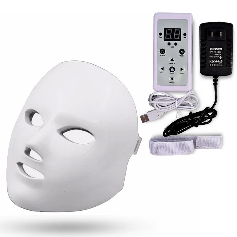 AuraGlow Professional LED Photon Therapy Mask used for relaxing facial light therapy