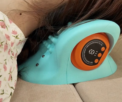 Cervical neck massager designed to ease neck pain and shoulder tension