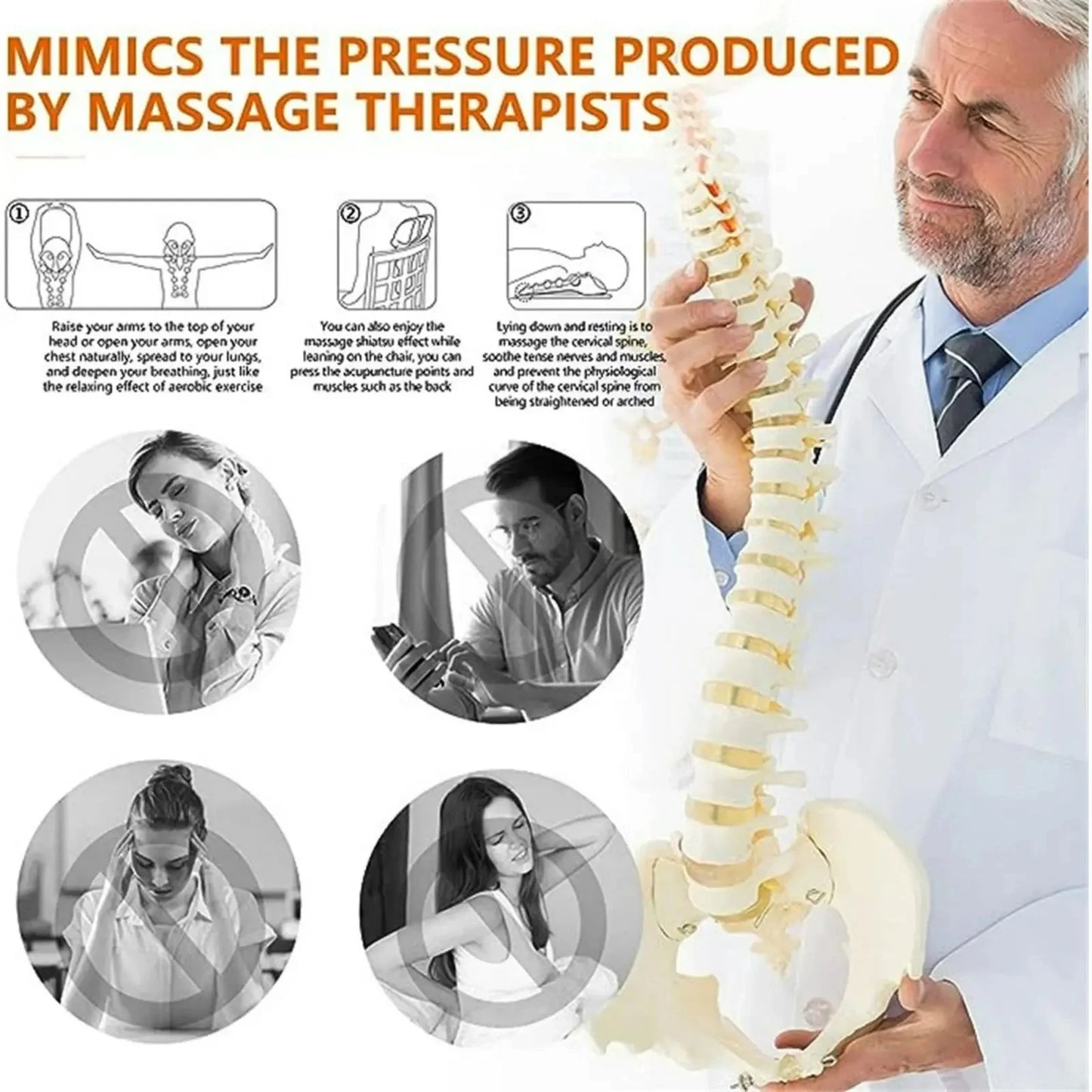Ergonomic neck stretcher used for cervical traction and posture improvement